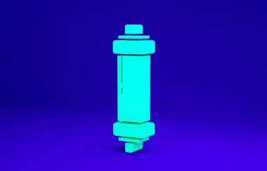 Yeşil Şok emici simgesi mavi arkaplanda izole edildi. Minimalizm kavramı. 3d illüstrasyon 3B canlandırma