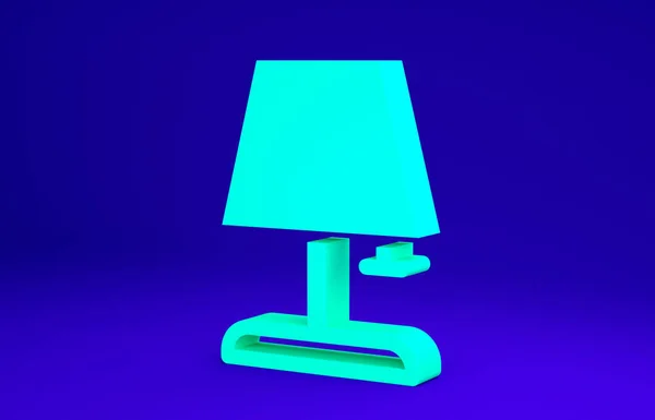 Ícone de lâmpada de mesa verde isolado no fundo azul. Conceito de minimalismo. 3D ilustração 3D render — Fotografia de Stock