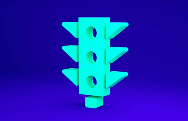Icono del semáforo verde aislado sobre fondo azul. Concepto minimalista. 3D ilustración 3D render — Foto de Stock