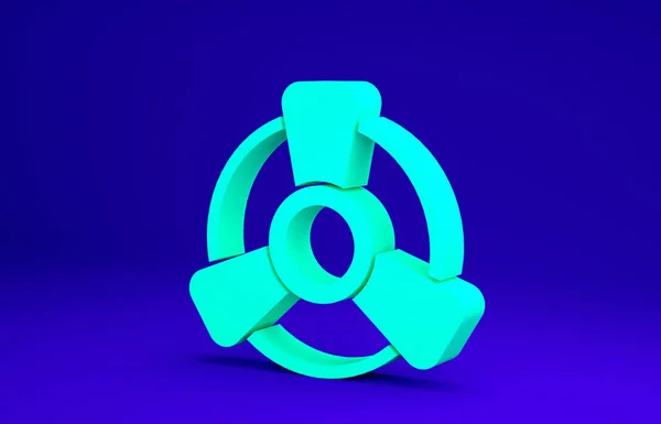 Green Car Motor Ventilator Symbol isoliert auf blauem Hintergrund. Minimalismus-Konzept. 3D Illustration 3D Renderer — Stockfoto