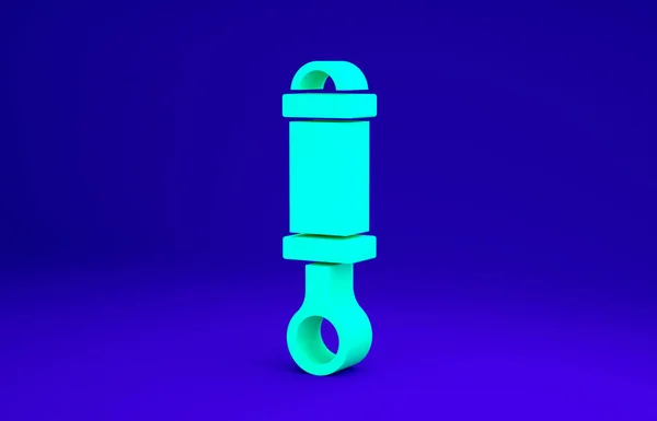 Ícone de amortecedor verde isolado no fundo azul. Conceito de minimalismo. 3D ilustração 3D render — Fotografia de Stock