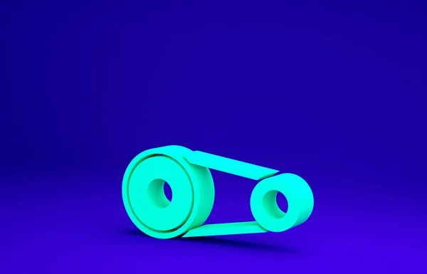 Зелений набір ременя часу ізольований на синьому фоні. Концепція мінімалізму. 3D ілюстрація 3D рендеринга — стокове фото