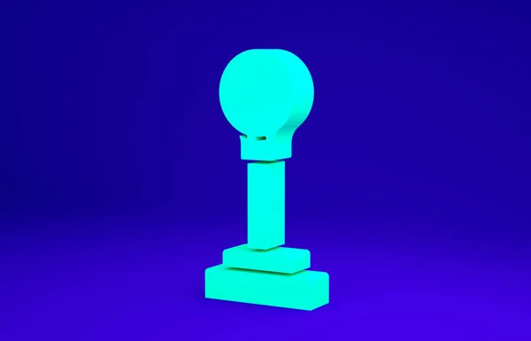 青の背景に隔離されたグリーンギアシフトアイコン。手動送信アイコン。最小限の概念。3Dイラスト3Dレンダリング — ストック写真