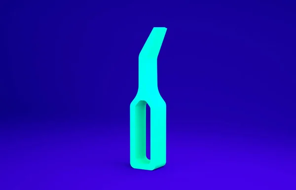 Scaler verde esploratore dentale per l'icona dei denti isolato su sfondo blu. Concetto minimalista. Illustrazione 3d rendering 3D — Foto Stock