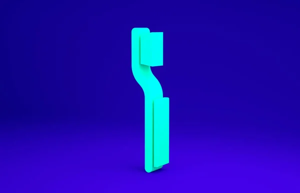 Grüne Zahnbürste Symbol isoliert auf blauem Hintergrund. Minimalismus-Konzept. 3D Illustration 3D Renderer — Stockfoto