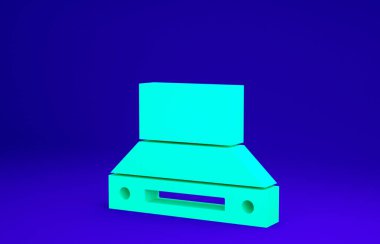 Yeşil Mutfak sökücü fan simgesi mavi arkaplanda izole edildi. Mutfak kaputu. Mutfak egzozu. Ev aletleri. Minimalizm kavramı. 3d illüstrasyon 3B canlandırma