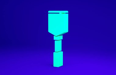 Mavi arkaplanda yeşil Spatula simgesi izole edildi. Mutfak spatula ikonu. Barbekü spatula işareti. Barbekü ve ızgara aleti. Minimalizm kavramı. 3d illüstrasyon 3B canlandırma