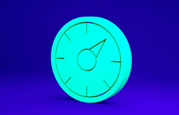 Groen Digitale snelheidsmeter concept met 5G pictogram geïsoleerd op blauwe achtergrond. Wereldwijd netwerk hoge snelheid verbinding datasnelheid technologie. Minimalisme concept. 3d illustratie 3D renderen — Stockfoto