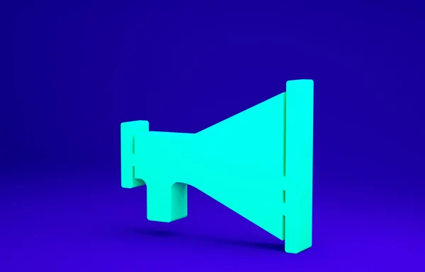 Grön Megaphone ikon isolerad på blå bakgrund. Talarskylt. Minimalistiskt koncept. 3D-återgivning för 3D — Stockfoto