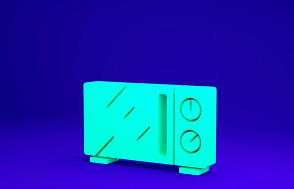 Groene Magnetron pictogram geïsoleerd op blauwe achtergrond. pictogram huishoudelijke apparaten. Minimalisme concept. 3d illustratie 3D renderen — Stockfoto
