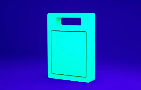 青の背景に隔離された緑の切り取りボードアイコン。ボードのシンボルをチョッピング。最小限の概念。3Dイラスト3Dレンダリング — ストック写真