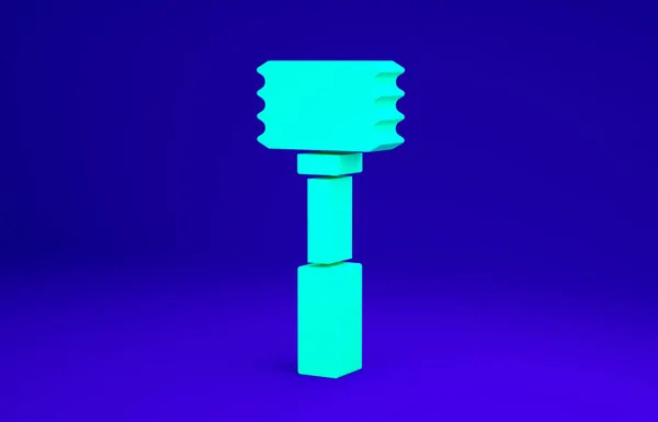 Icône de marteau de cuisine verte isolé sur fond bleu. Marteau à viande. Concept de minimalisme. Illustration 3D rendu 3D — Photo