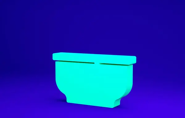 Ícone de tigela verde isolado no fundo azul. Conceito de minimalismo. 3D ilustração 3D render — Fotografia de Stock