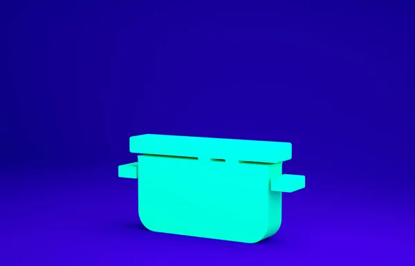 Green Cooking pot pictogram geïsoleerd op blauwe achtergrond. Kook of stoofpot voedsel symbool. Minimalisme concept. 3d illustratie 3D renderen — Stockfoto