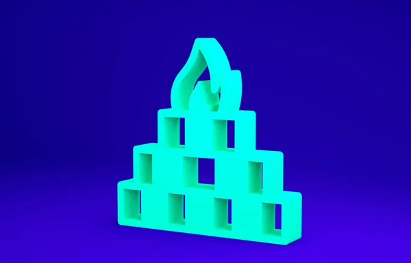 Ikona zelené Yagna izolované na modrém pozadí. Minimalismus. 3D ilustrace 3D vykreslení — Stock fotografie