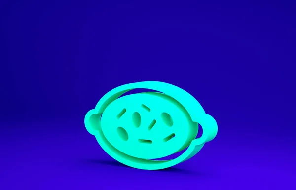 Kheer verde em um ícone de tigela isolado no fundo azul. Comida tradicional indiana. Conceito de minimalismo. 3D ilustração 3D render — Fotografia de Stock