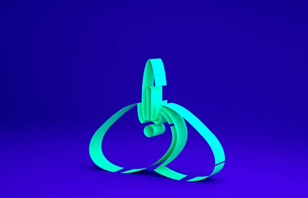 Turbante tocador indio verde con icono de pluma aislado sobre fondo azul. Concepto minimalista. 3D ilustración 3D render — Foto de Stock