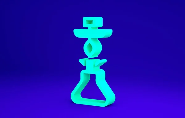 Icono de Hookah verde aislado sobre fondo azul. Concepto minimalista. 3D ilustración 3D render — Foto de Stock