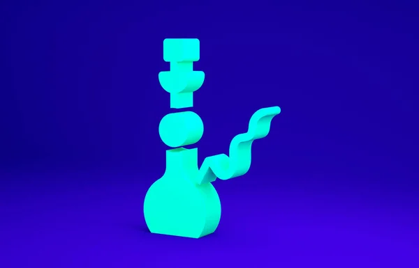 Icono de Hookah verde aislado sobre fondo azul. Concepto minimalista. 3D ilustración 3D render —  Fotos de Stock