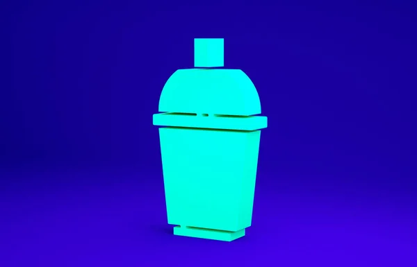 Tasse à café vert pour aller icône isolée sur fond bleu. Concept de minimalisme. Illustration 3D rendu 3D — Photo