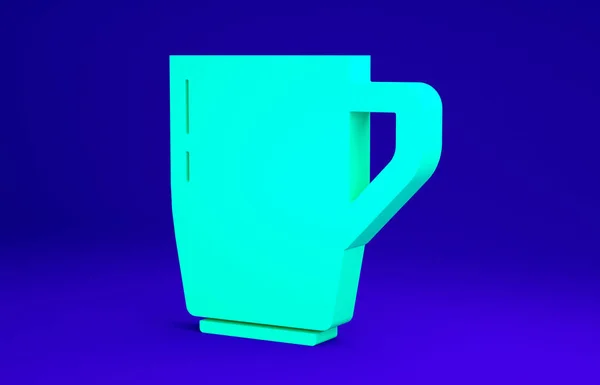 Значок чашки зеленого кофе выделен на синем фоне. Чашка чая. Горячий кофе. Концепция минимализма. 3D-рендеринг — стоковое фото