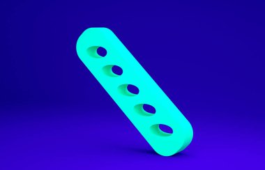 Mavi arka planda izole edilmiş yeşil Fransız ekmeği ikonu. Minimalizm kavramı. 3d illüstrasyon 3B canlandırma