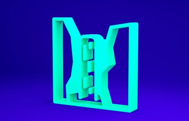 Yeşil Algar şelalesi ikonu mavi arkaplanda izole edildi. Alicante Bölgesi. İspanya. Minimalizm kavramı. 3d illüstrasyon 3B canlandırma