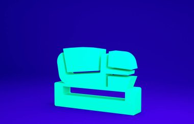 Yeşil Stadyum Mestalla ikonu mavi arka planda izole edildi. Valencia, İspanya 'da futbol stadyumu. Minimalizm kavramı. 3d illüstrasyon 3B canlandırma