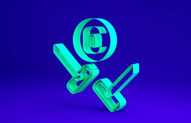 Mavi arka planda Green Curling spor ikonu izole edildi. Spor malzemeleri. Minimalizm kavramı. 3d illüstrasyon 3B canlandırma