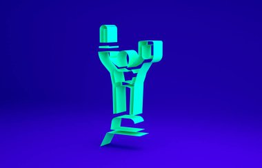 Ukrayna 'nın Kiev kentindeki Yeşil Ana Anavatan anıtı mavi arka planda izole edilmiş. Minimalizm kavramı. 3d illüstrasyon 3B canlandırma