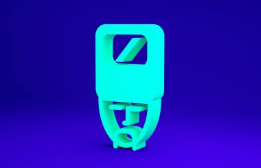 Mavi arka planda izole edilmiş yeşil Ukrayna Kazak ikonu. Minimalizm kavramı. 3d illüstrasyon 3B canlandırma