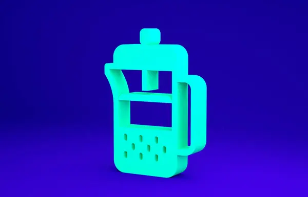 Icône de presse française verte isolée sur fond bleu. Concept de minimalisme. Illustration 3D rendu 3D — Photo