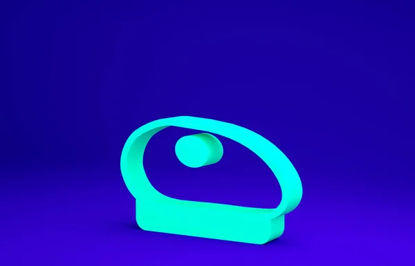 Ícone de boina francês verde isolado no fundo azul. Conceito de minimalismo. 3D ilustração 3D render — Fotografia de Stock