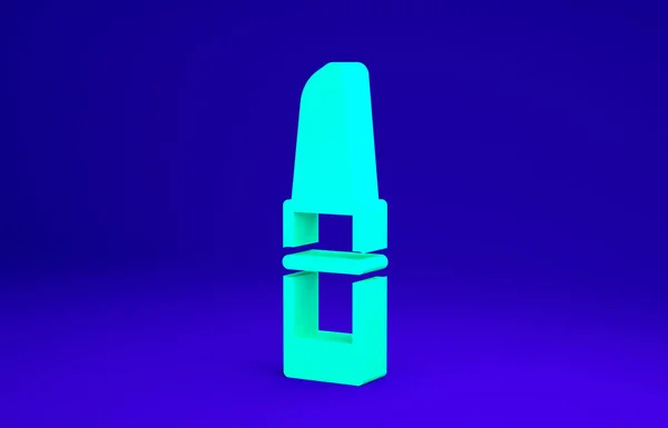 Lápiz labial verde icono aislado sobre fondo azul. Concepto minimalista. 3D ilustración 3D render —  Fotos de Stock