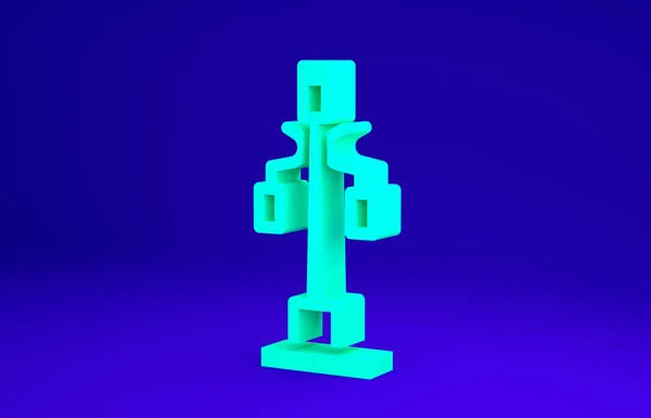 Green Street fényrendszer ikon elszigetelt kék háttérrel. Minimalizmus koncepció. 3d illusztráció 3D render — Stock Fotó