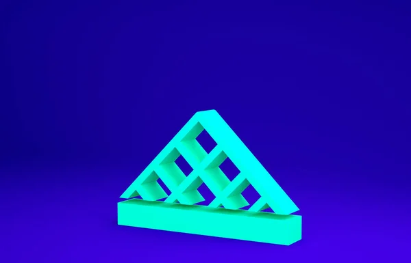 Zöld Louvre üveg piramis ikon elszigetelt kék alapon. Louvre Múzeum. Minimalizmus koncepció. 3d illusztráció 3D render — Stock Fotó