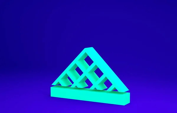 Icono de pirámide de vidrio verde del Louvre aislado sobre fondo azul. Museo del Louvre. Concepto minimalista. 3D ilustración 3D render —  Fotos de Stock