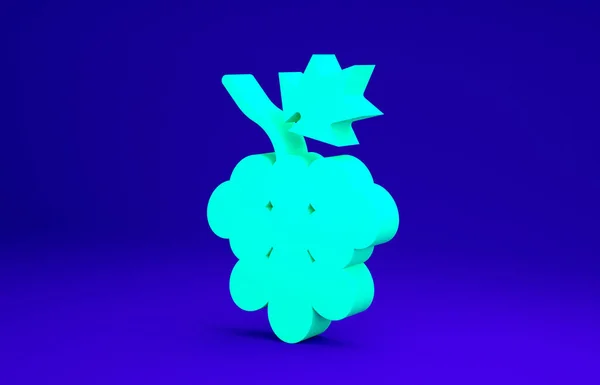 Зелений виноград фруктовий значок ізольований на синьому фоні. Концепція мінімалізму. 3D ілюстрація 3D рендеринга — стокове фото