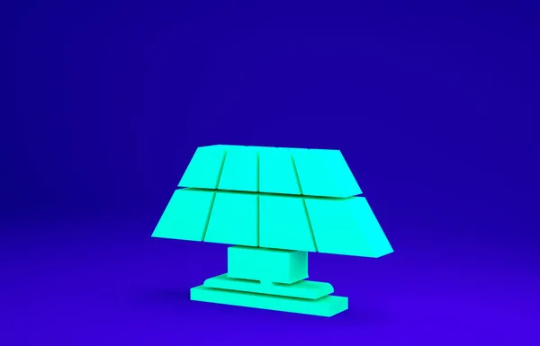Green Solar energy panel icon isolated on blue background. Minimalism concept. 3d illustration 3D render