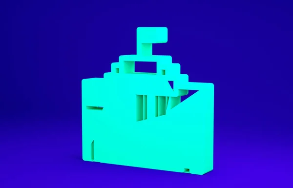 青の背景に隔離された緑のプラド美術館のアイコン。スペインのマドリード。最小限の概念。3Dイラスト3Dレンダリング — ストック写真