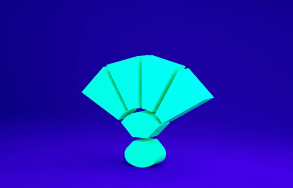 Green Fan flamenco accessoire icoon geïsoleerd op blauwe achtergrond. Minimalisme concept. 3d illustratie 3D renderen — Stockfoto