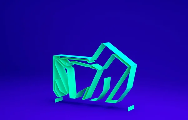 Zöld Royal Ontario Múzeum Toronto, Kanada ikon elszigetelt kék háttérrel. Minimalizmus koncepció. 3d illusztráció 3D render — Stock Fotó