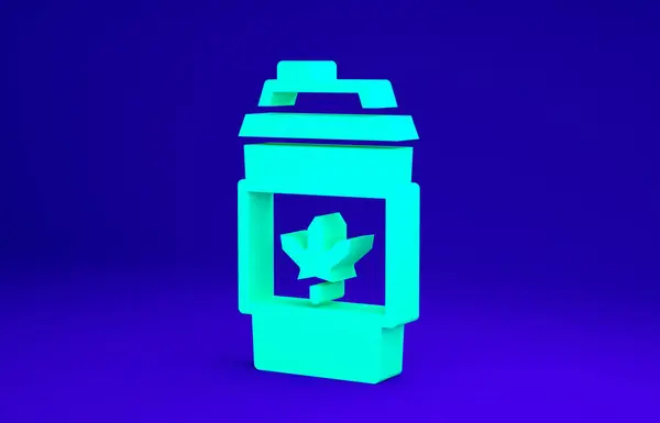 Copo de café verde para ir ícone isolado no fundo azul. Conceito de minimalismo. 3D ilustração 3D render — Fotografia de Stock