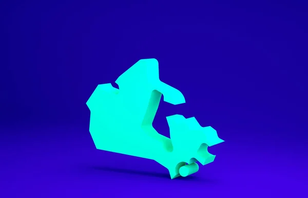 Icono de mapa verde de Canadá aislado sobre fondo azul. Concepto minimalista. 3D ilustración 3D render —  Fotos de Stock