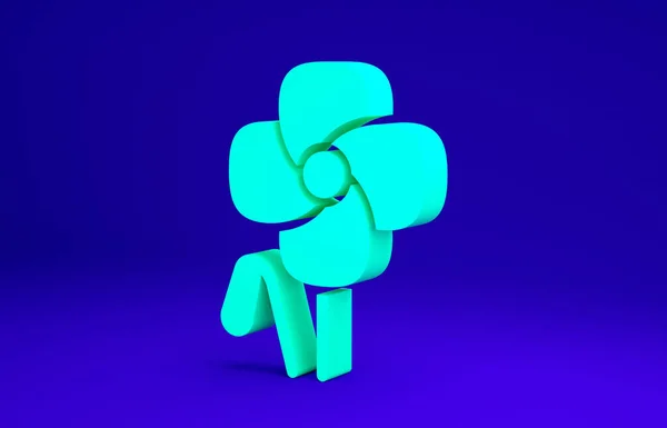 Zielony makowy kwiat ikona izolowane na niebieskim tle. Koncepcja minimalizmu. Ilustracja 3D 3D renderowania — Zdjęcie stockowe