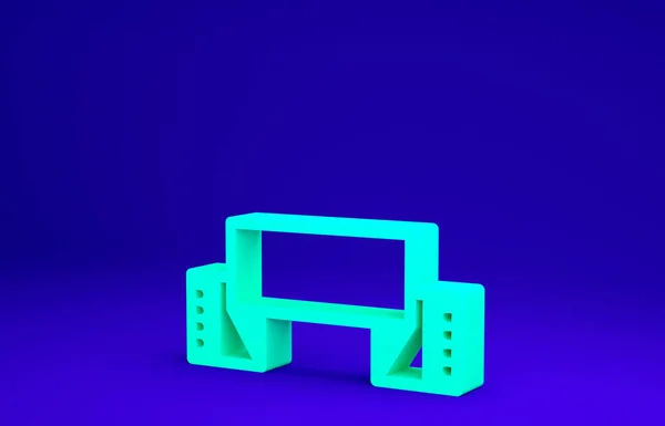 Zöld Hagyományos ukrán hímzett törölköző ikon elszigetelt kék alapon. Minimalizmus koncepció. 3d illusztráció 3D render — Stock Fotó