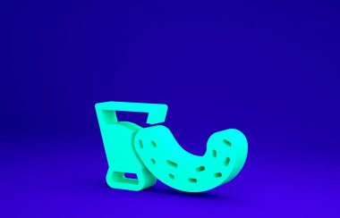 Mavi arka planda votka ve salatalık ikonlu yeşil cam. Minimalizm kavramı. 3d illüstrasyon 3B canlandırma