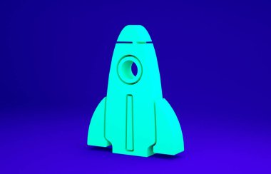 Yeşil İş Başlangıcı proje konsepti simgesi mavi arkaplanda izole edildi. Yeni iş, girişimcilik, yenilik ve teknolojinin sembolü. Minimalizm kavramı. 3d illüstrasyon 3B canlandırma