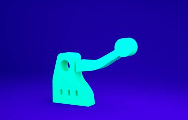 Mavi arka planda yeşil bisiklet fren ikonu izole edildi. Minimalizm kavramı. 3d illüstrasyon 3B canlandırma