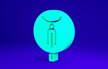 Mavi arkaplanda yeşil bisiklet simgesi izole edildi. Bisiklet yarışı. Olağanüstü bir spor. Spor malzemeleri. Minimalizm kavramı. 3d illüstrasyon 3B canlandırma